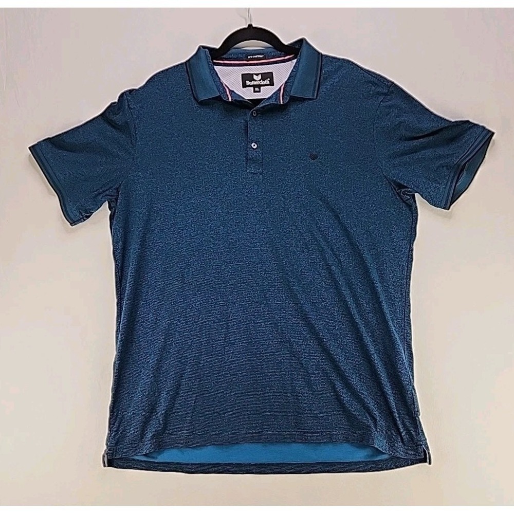 Buttercloth Icy Cotton Polo Shirt Men's Size XL Blue Infused‎ With Mint Fiber